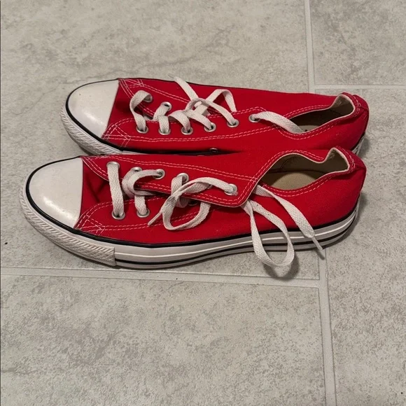 Converse Red Canvas Shoes with White Accents - Picture 2 of 5
